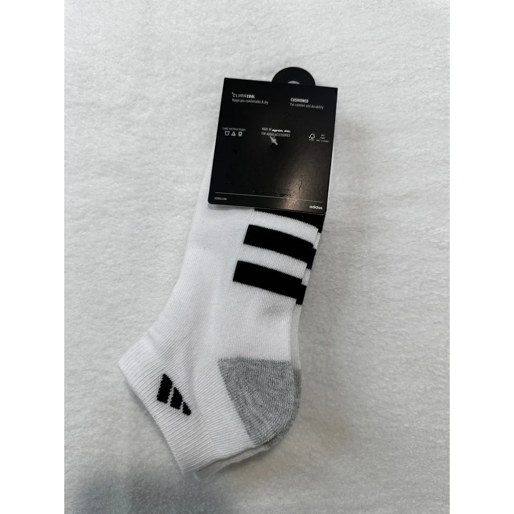 Adidas Mens ClimaCool Cushioned Low Cut Socks 3 Pack White Black Size 6-12